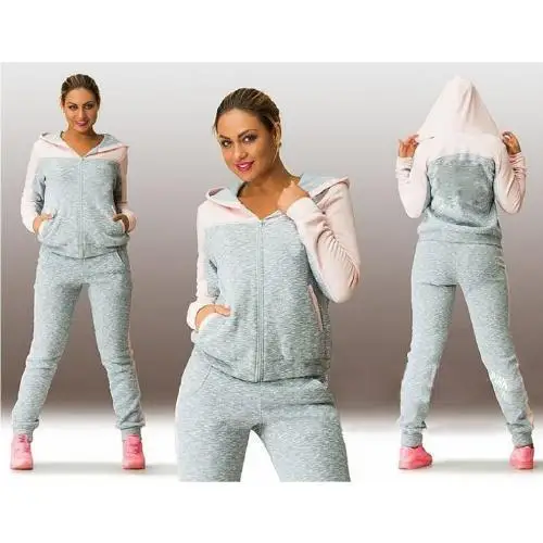 Spring and Autumn New Combination Color Contrast Sweater Sports Set for Women