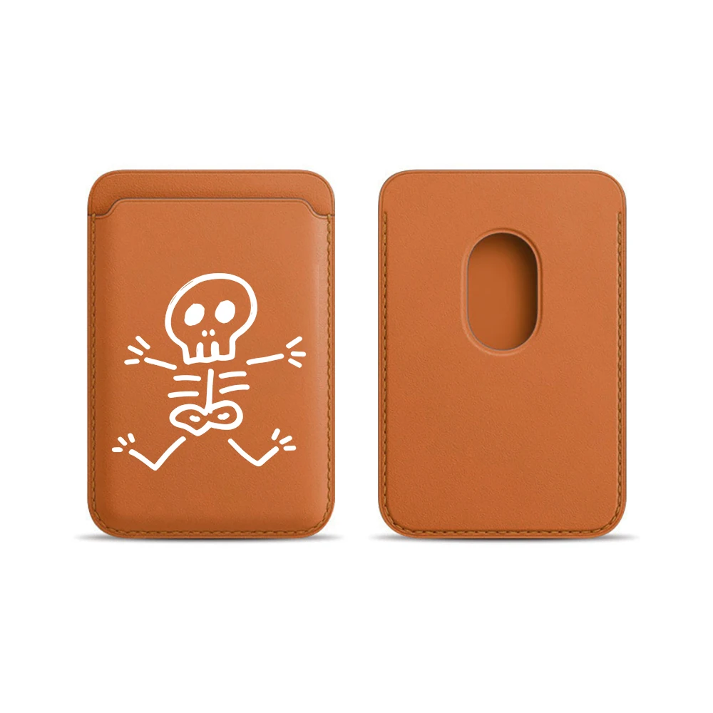 Leder-Kartenhalter Künstlerischer Totenkopf-Geldbörsen-Cover Telefonkartenhalter für Magnetische Hülle Geeignet für alle iPhones für Magsafe Karten-Handytasche – Detail 11