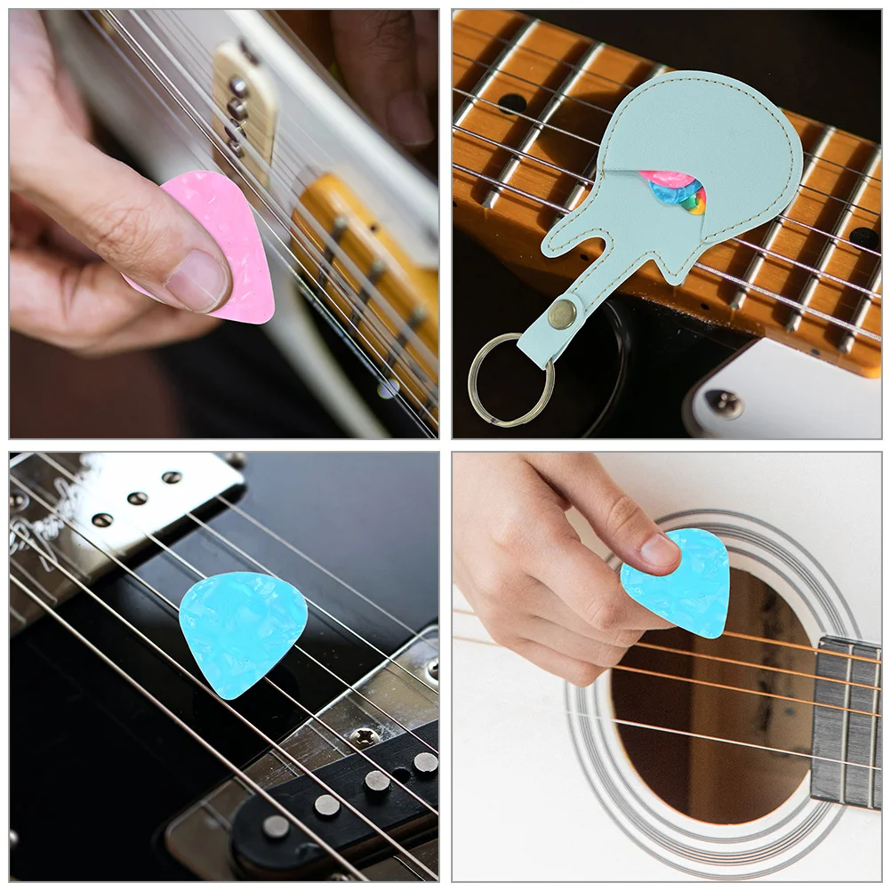 

1 set Guitar Picks Storage Bag Compact Portable PU Acoustic Electric Bass Plectrum Pouch Blue Lightweight Practical Case