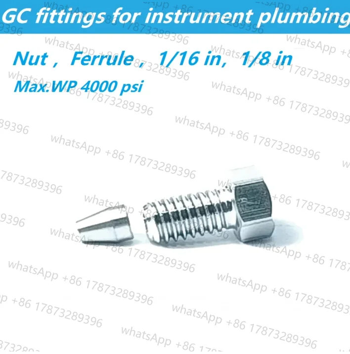 Conector de acero inoxidable de 1/16 pulgada con férula de tuerca y 1/8 pulgada GC HPLC para plomería de instrumentos, compatible con Agilent Shimadzu