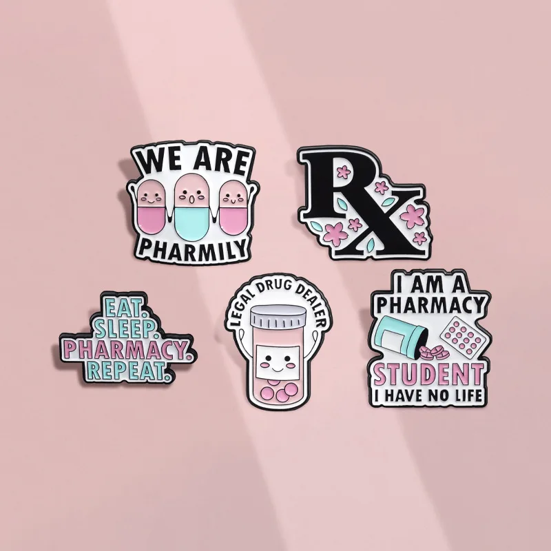 Medical Bottle Enamel Brooch Cartoon Stethoscope Nurse Pill Injection Scalpel Band-Aid Lapel Pin Punk Cat Badge Jewelry Gifts