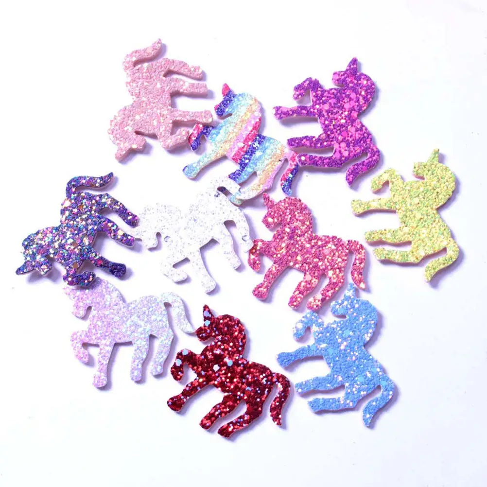 

10Pcs Glitter Unicorn Hair Clips Colorful Sparkle Hairpin Making Material for Kids Girls Party Wedding Festival Gift Bobby Pin