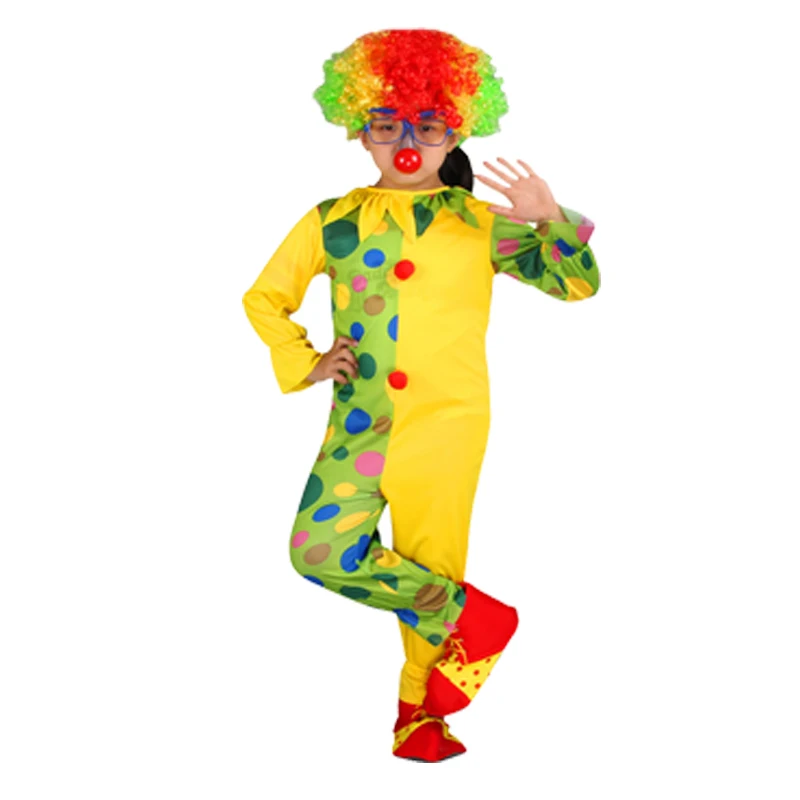 Costumi Cosplay pagliaccio per ragazzi ragazze Halloween bambini bambini divertente circo carnevale festa di natale Costume Performance sul palco