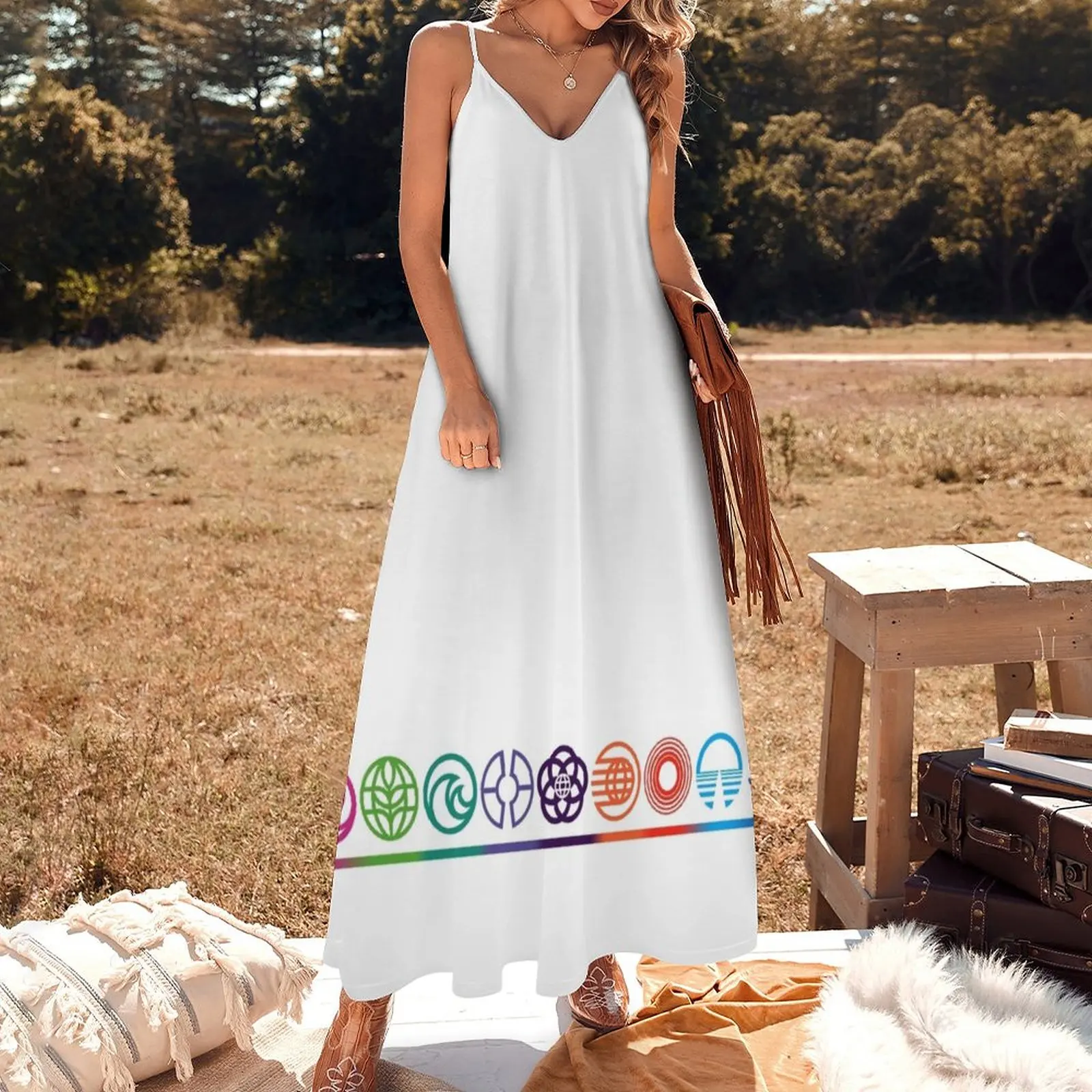 EPCOT Center Retro Future World Pavilion Logos Sleeveless Dress elegant dresses for women long dresses for women