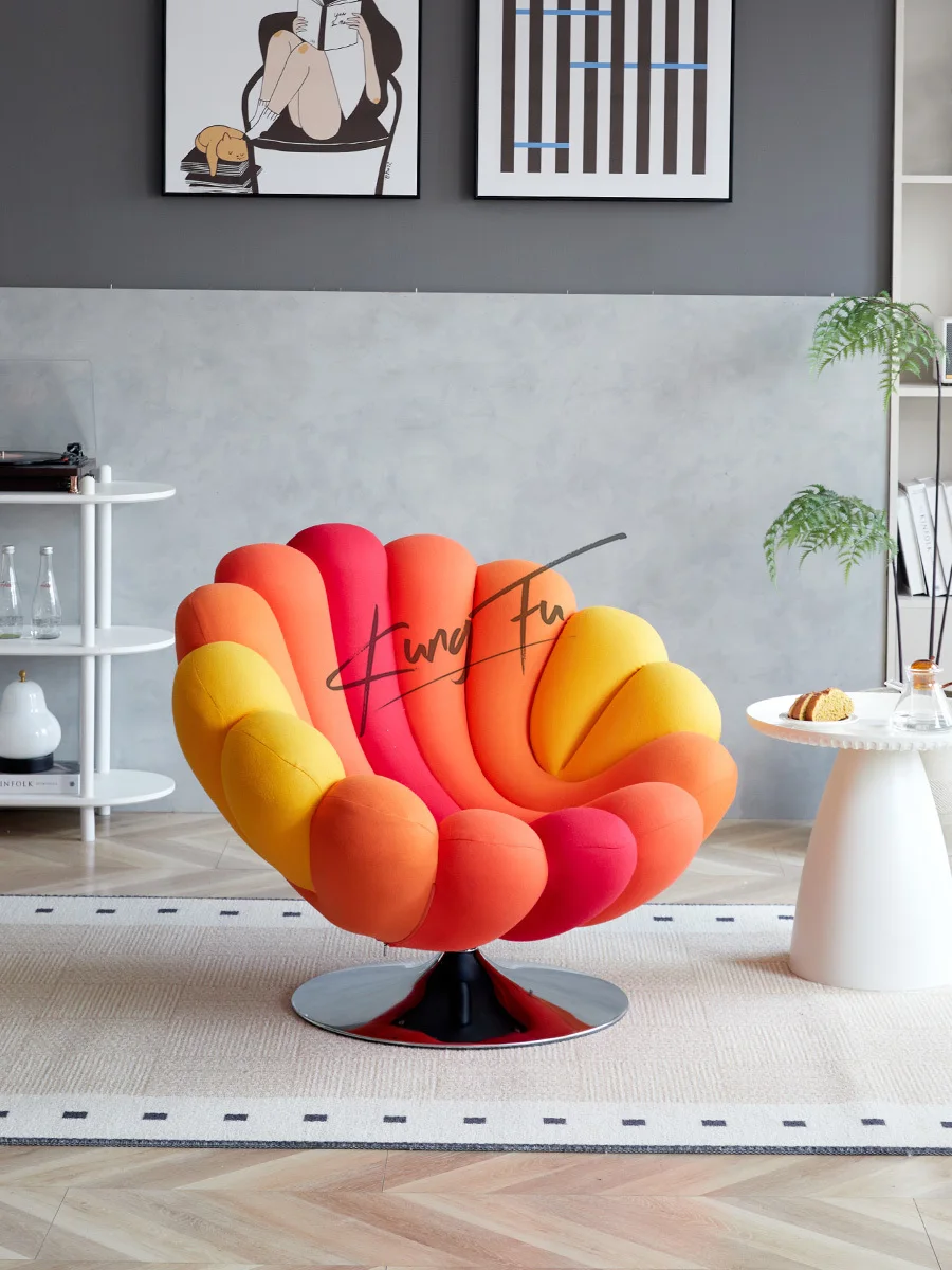 Swivel Sofa Chair Single Designer Creative Light Luxury Leisure Living Room Balcony Anemone Chair