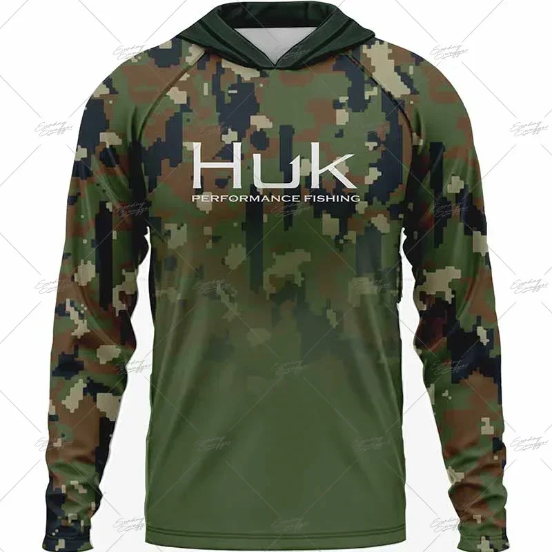 

HUK Men's Hood Fishing Shirt Long Sleeve Fishing Clothing Fishing T Shirt Uv Protection Slmms Ropa Pesca Chaquetas