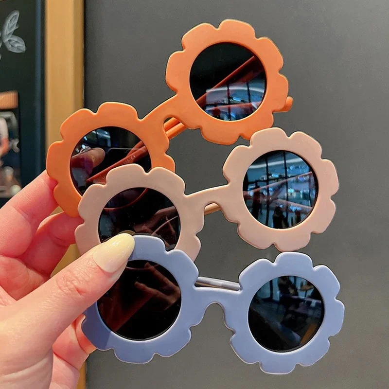1/2/3pcs Sun Flower Round Cute Kids Sunglasses Boy Girls Toddler Lovely Baby Flowers Style Girls Outdoor Children Sunglasses