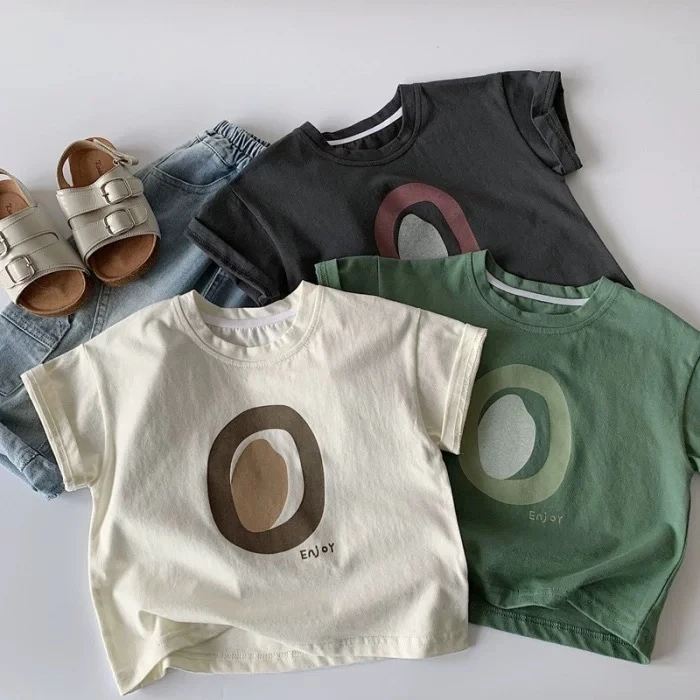 Simple Short Sleeve Children's Clothes 1-7Age Kids Solid Color All-match Base Shirt Baby Girls Round Neck Base Shirt Thin Tshirt