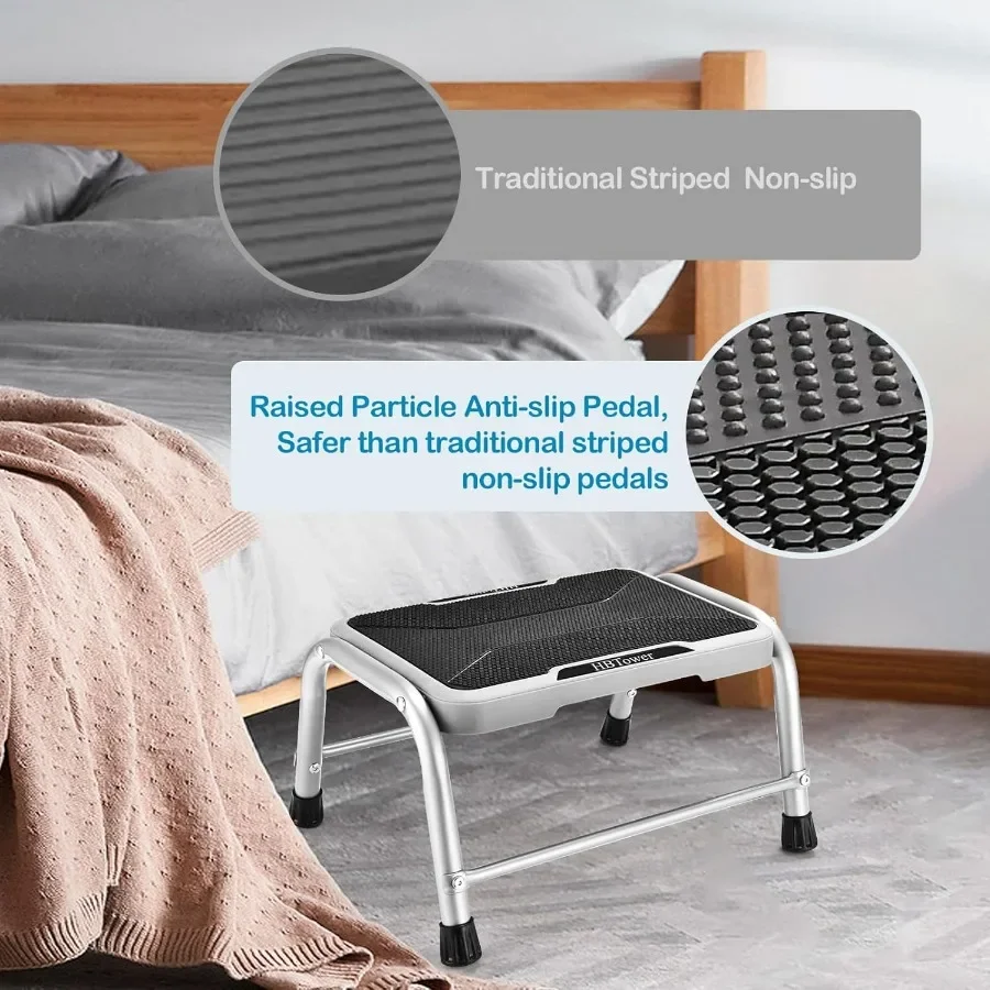 滑り止め600LBステップスツール、大人と子供向け、軽量ゴム足スツール、高いベッド、キッチン、バスルームでの使用に