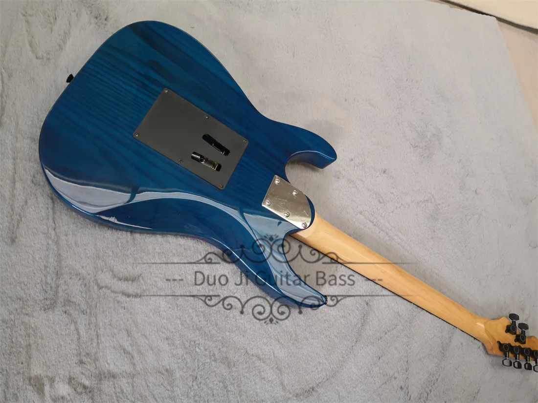 Blue Electric Guitar Steve Morse Guitar ASH Wood Body Tremolo Bridge HSSH Pickups Black Tuners