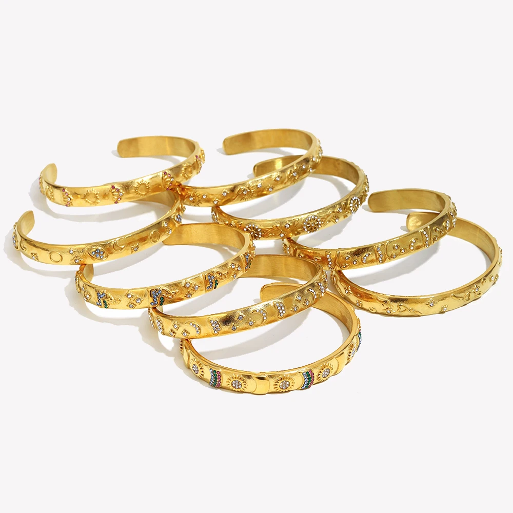 E.B.belle New Design Lover Star Tarot Cards Series Bracelets 18k Gold Plated Stainless Steel Rhinestone Fashion Women Jewelry