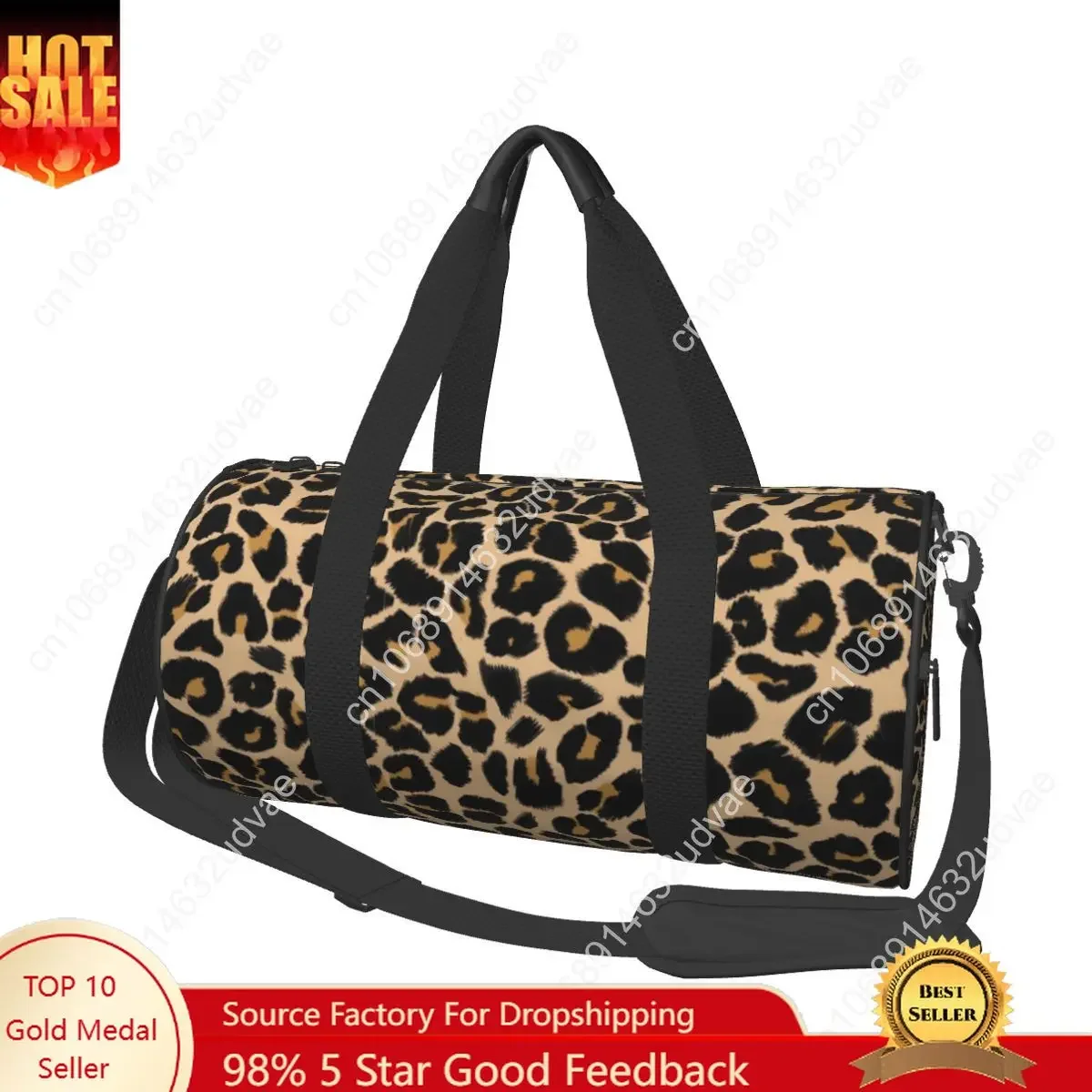 Leopard Print Gym Bag Traditional Colours Animal Portable Sports Bags Large Luggage Custom Handbag Retro Fitness Bag For Men