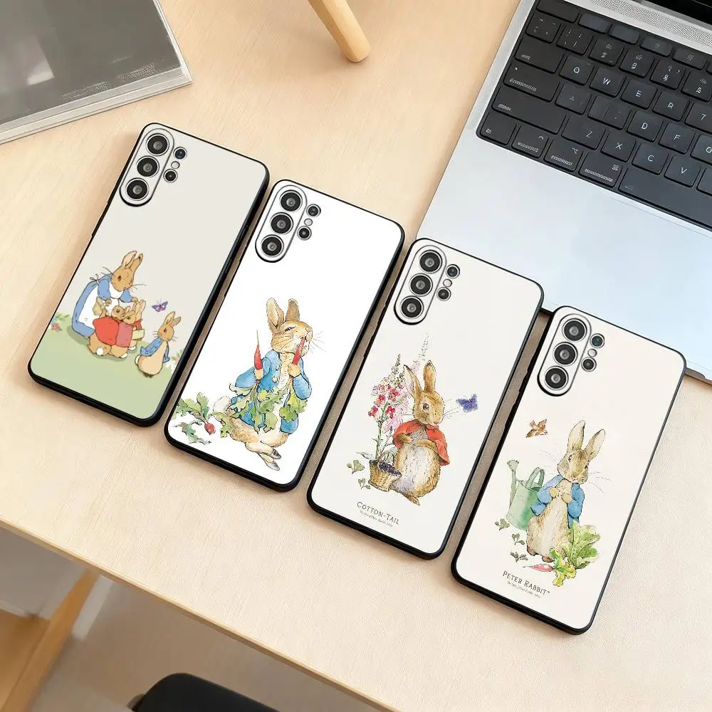 P-Peter Rabbit Cartoon-N   Phone Case Black Silicone Soft For Samsung S25,S24,S21,S22,S23,S30,Ultra,S20,Plus,Fe,Lite Gift