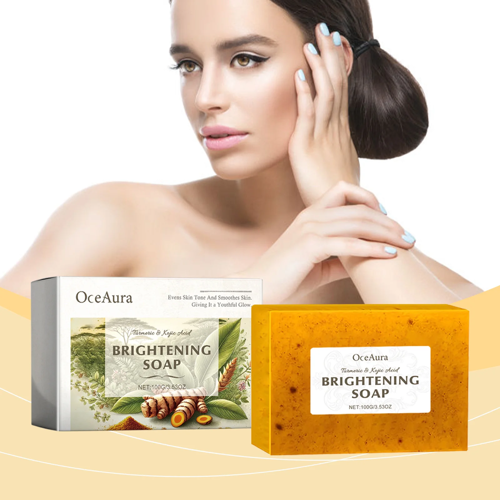 OCEAURA Turmeric Kojic Acid Brightening Soap Brightening Shower Soap Nourishing Shower Soap Exfoliating and Moisturizing