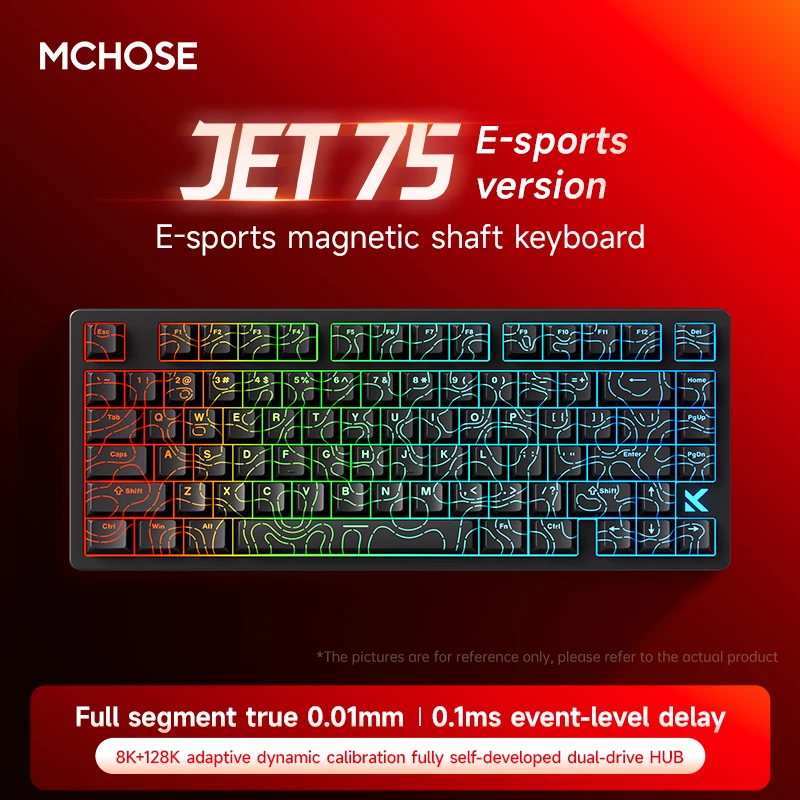 MCHOSE Jet 75 Механическая клавиатура с магнитной осью, индивидуальная проводная 8K + 128K RGB 0,1 мс с низкой задержкой для киберспортивных игр, офисная клавиатура