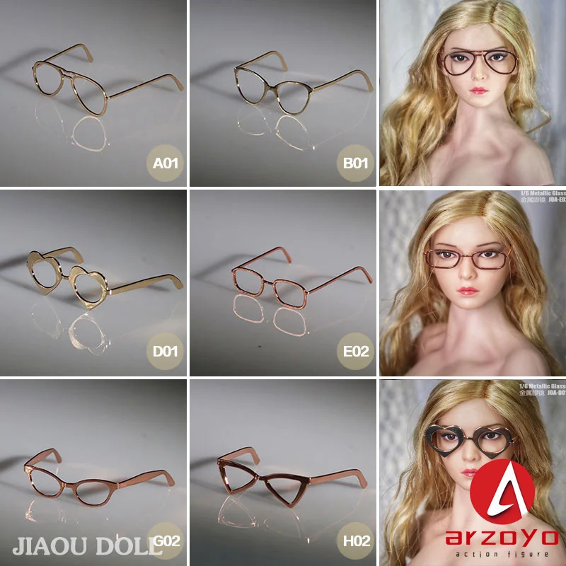 1/6 metalowe okulary kobiece modne oprawki do okularów bez akcesoriów do soczewek Model dla 12 ''kobieta żołnierz figurka lalka