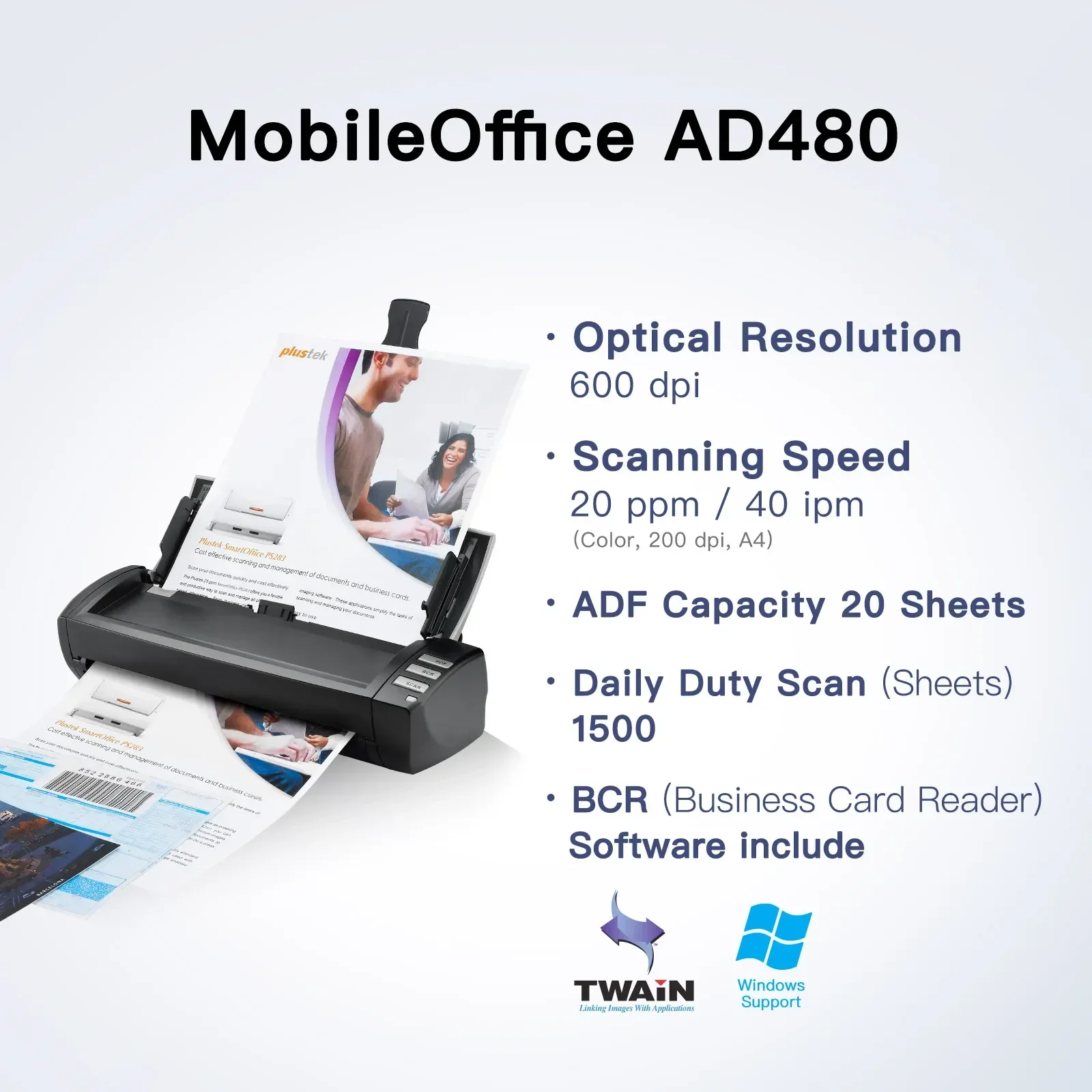 Scanner de documents - Scanner couleur duplex haute vitesse de bureau, scanner A4 / A3 OCR inclus