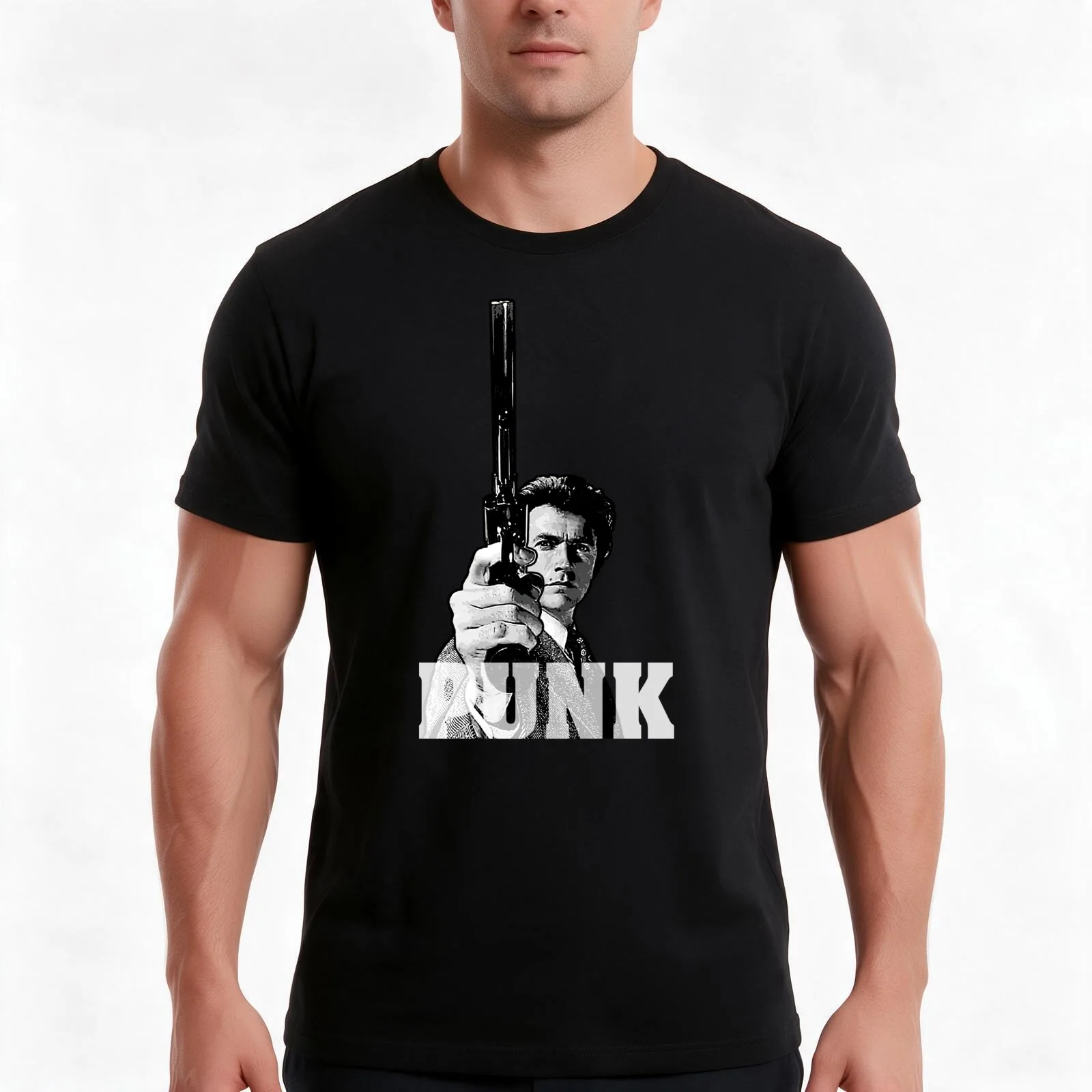 Dirty Harry Magnum Punk Design T-Shirt, Summer Casual Cotton Tee, Oversized Streetwear Tops, Vintage Graphic Print, 100% Cotton