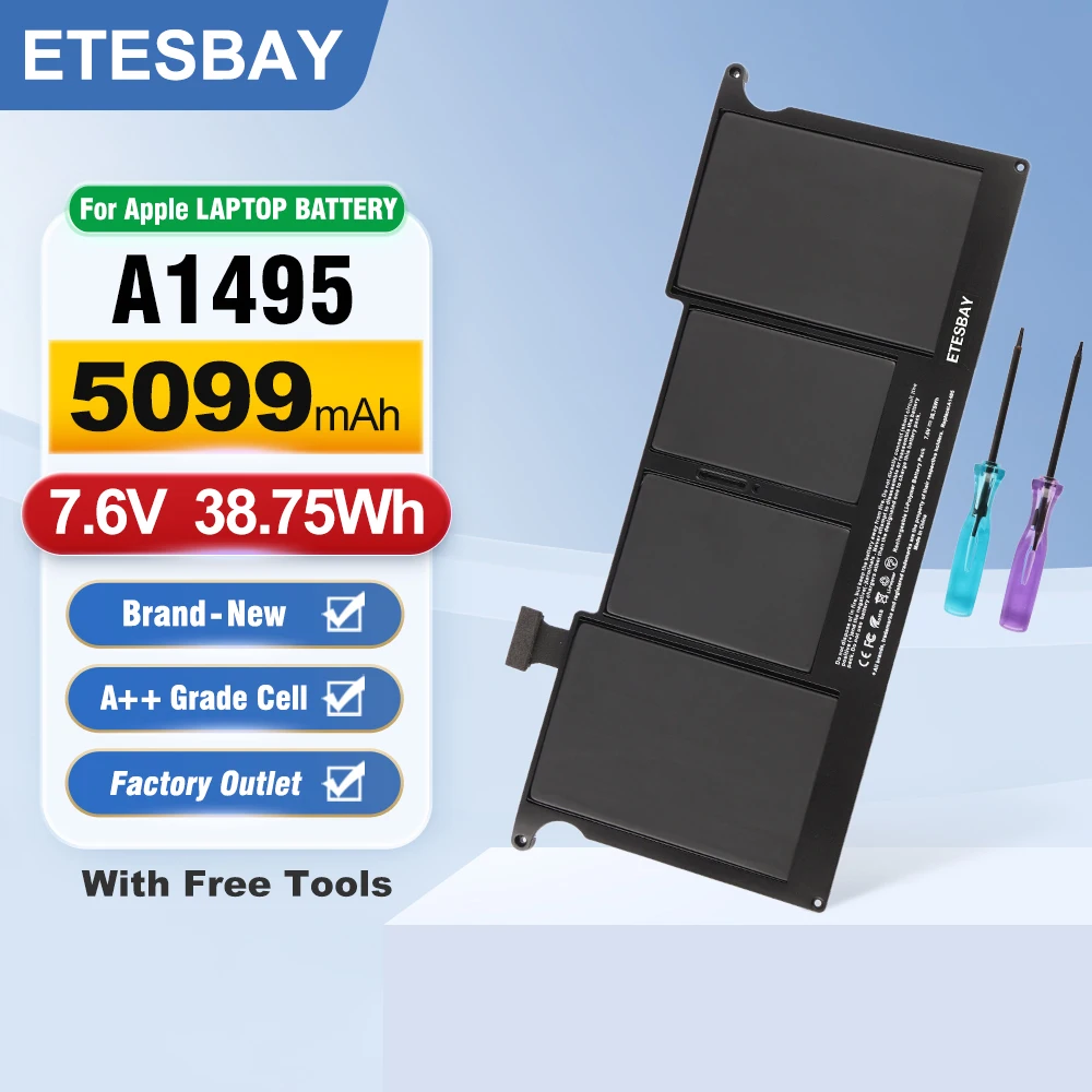 

ETESBAY A1495 Laptop Battery For Apple MacBook Air 11" A1465(2013) MD711LL/A MD712/A MD711/B 020-8084-A 5100mAh 38.75WH