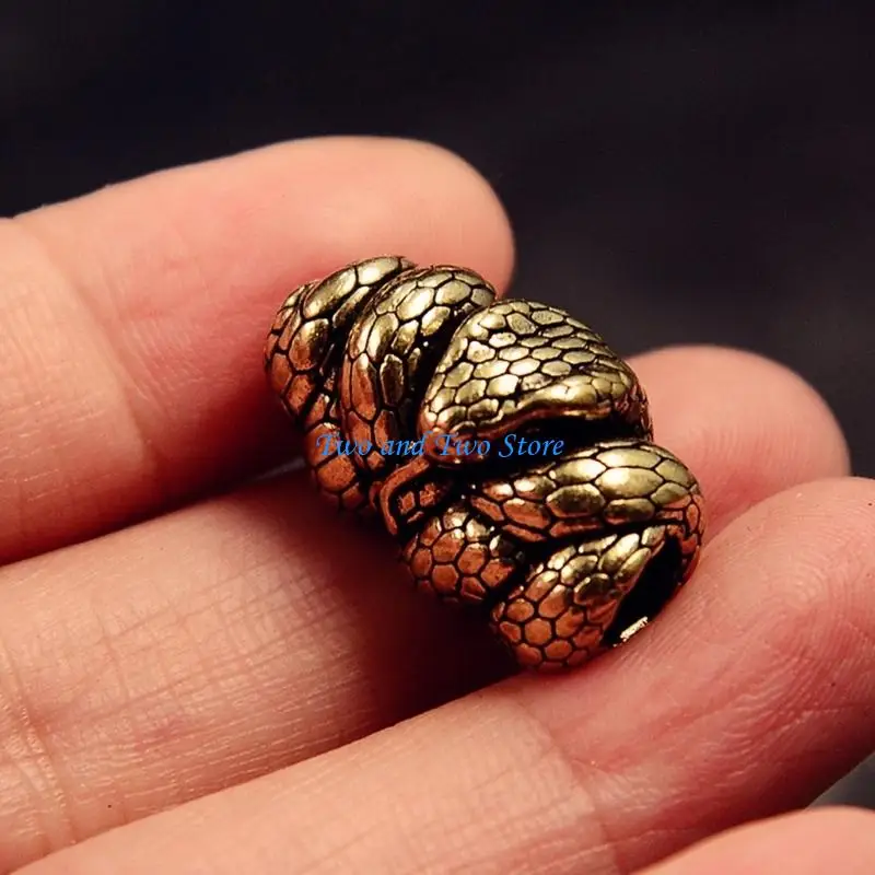 HX6F Snake Serpents Metal Beads for Creative Paracord Projects and Fashionable Jewelry Large Hole Charm Artistic Collectibles