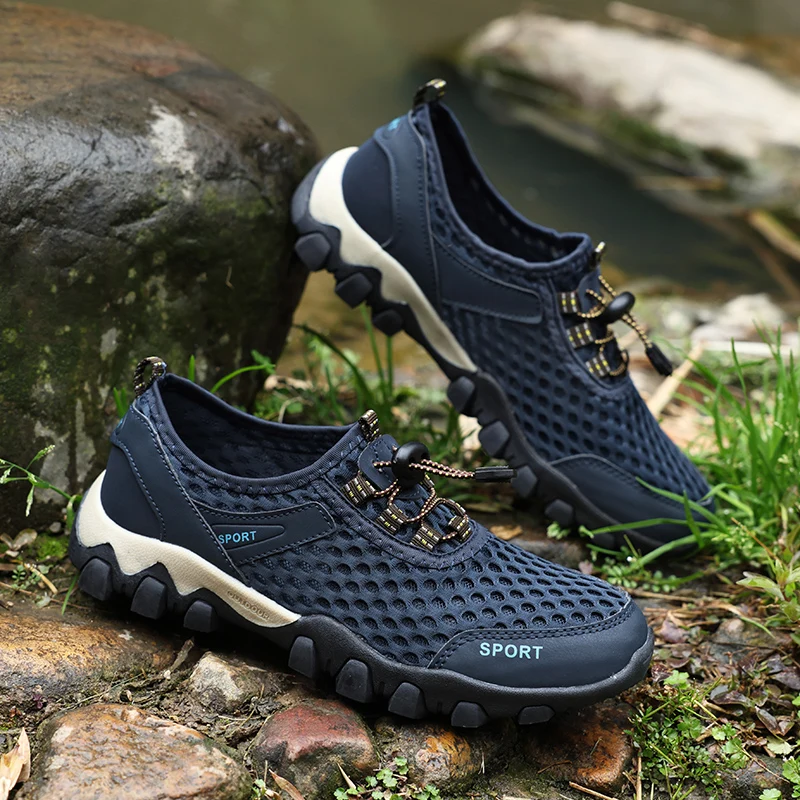 Sommer Herren Mesh Sportschuhe Mode Bergsteigen Atmungsaktive Leichte Rutschfeste Schuhe Outdoor Reise Laufschuhe Freizeitschuhe
