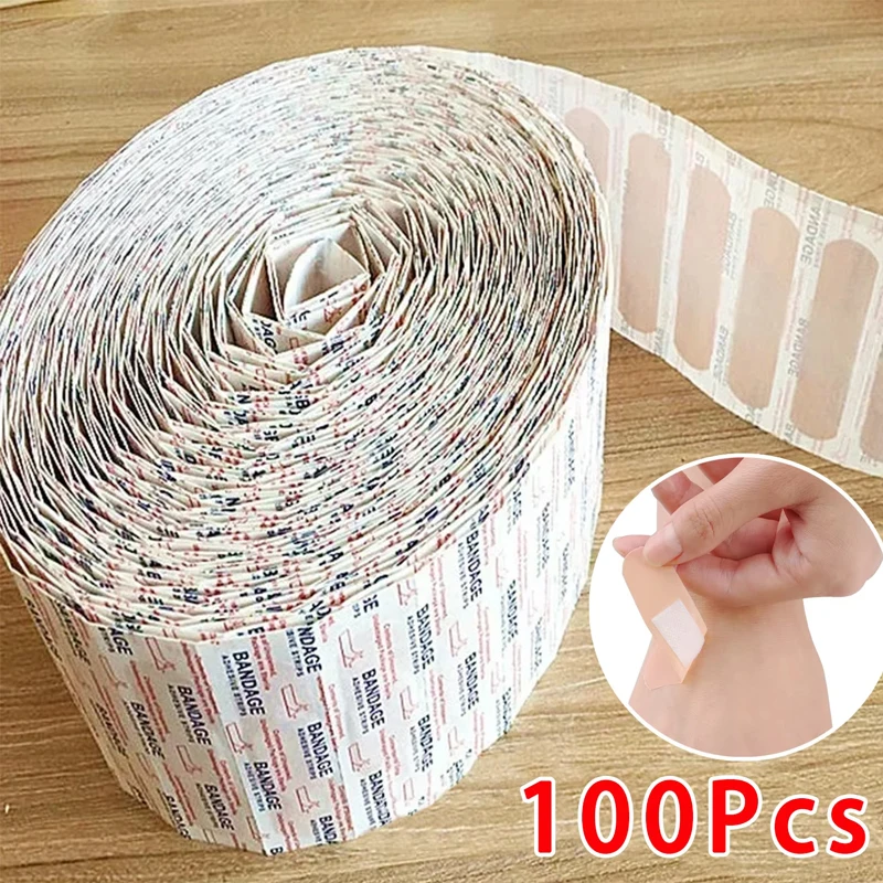 100Pcs PE/non-woven Fabric Bandage Breathable Adhesive Emergency Medical Bandage Patch Pad Waterproof Wound Hemostatic Patch