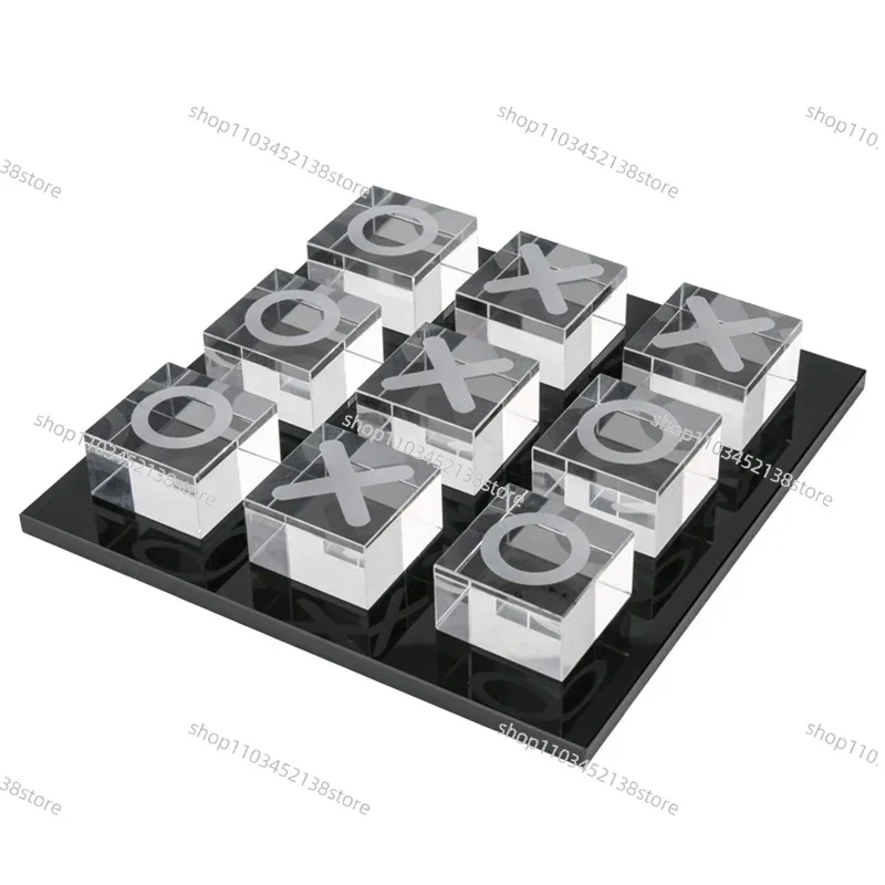 Decorative Figurines Transparent Piece Crystal Chess Glass Craft Geometric Square Chess  Miniatures Home Decoration Accessories