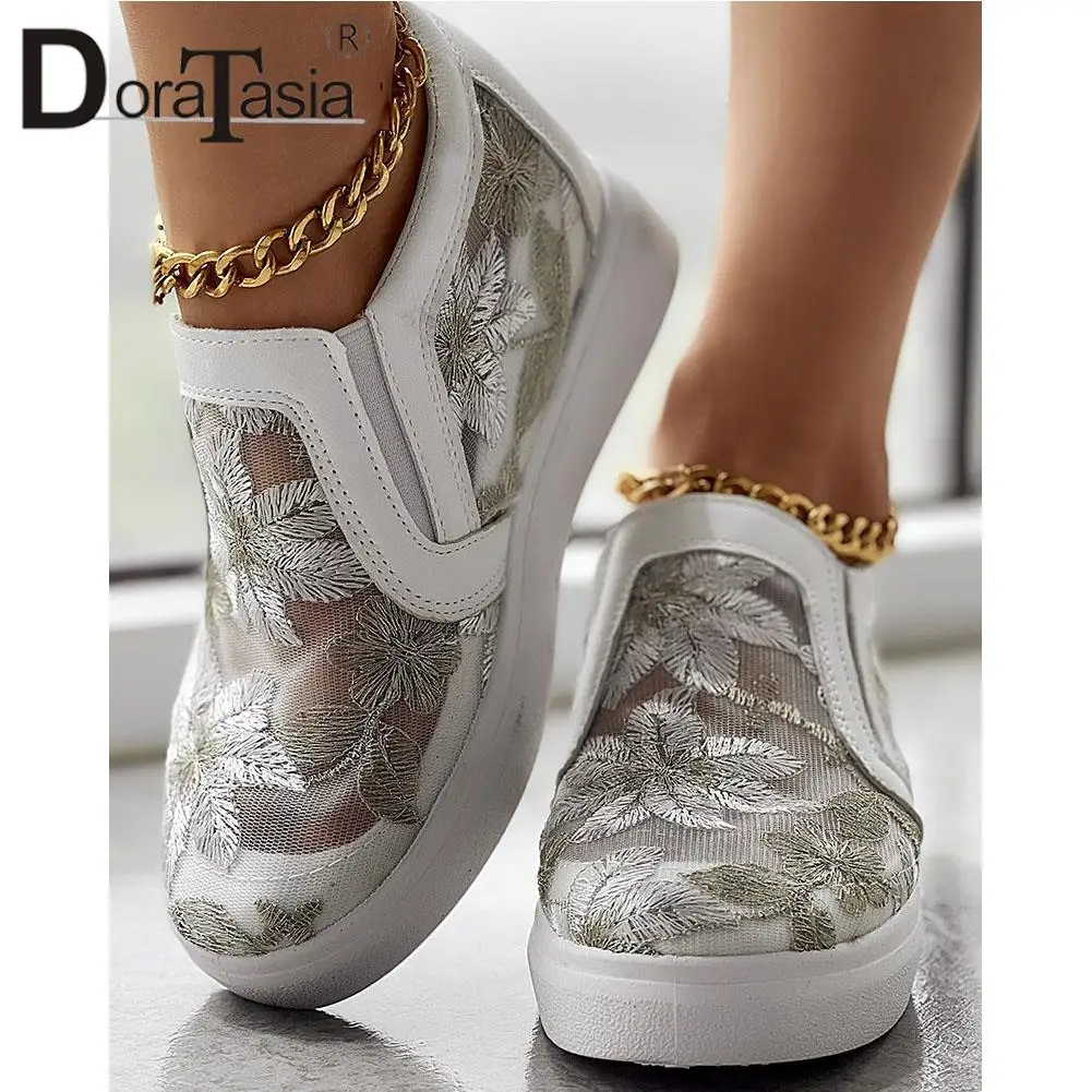 Brand Design Ladies Platform Summer Autumn Loafers Fashion Breathable Mesh Embroider Flower women's Flats Casual Shoes Woman