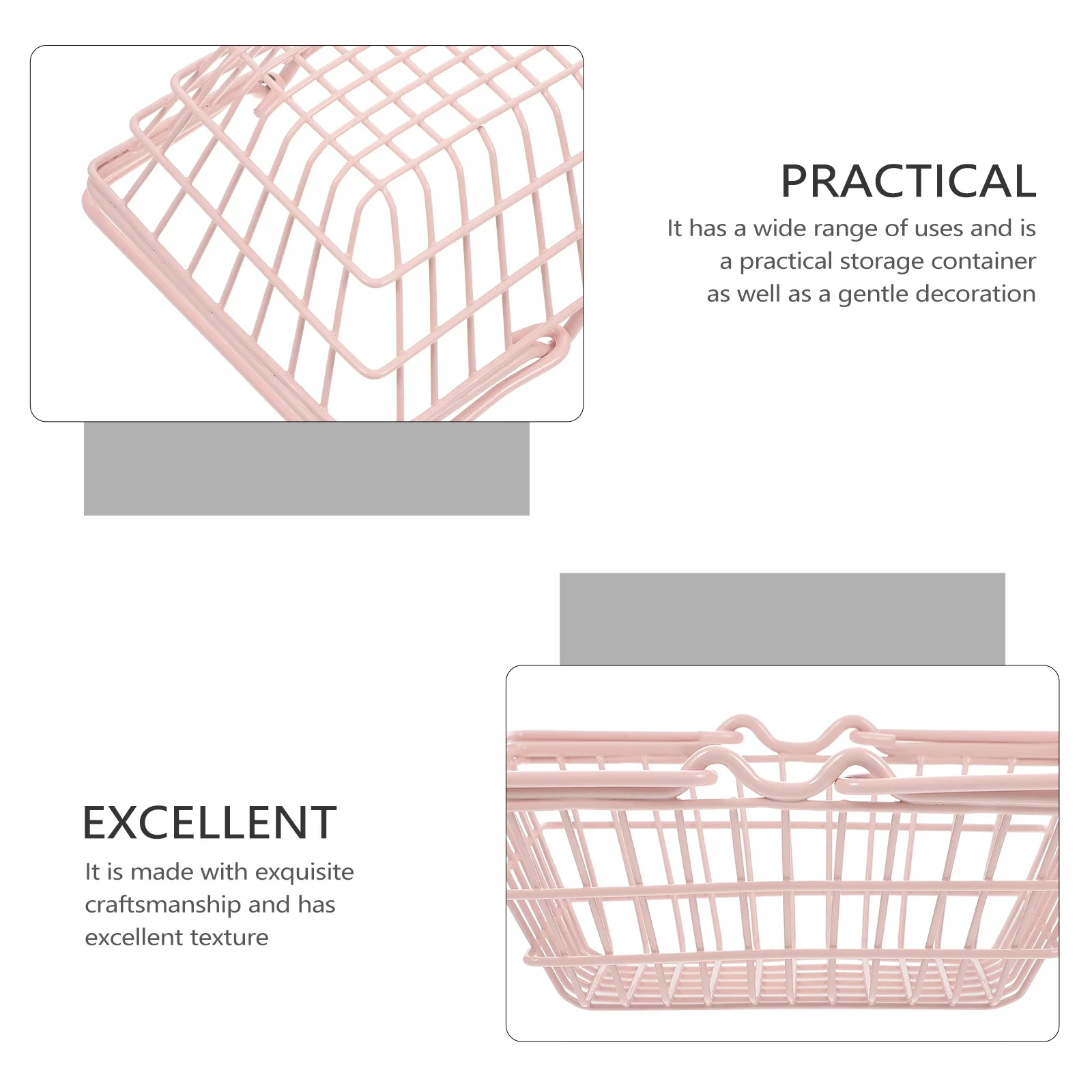 

TOVINANNA Unique Wrought Iron Shopping Basket Portable Storage Organizer Home Decor Photo Prop