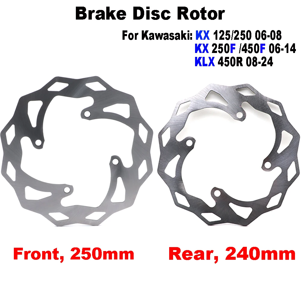 FRONT and REAR Brake Disc Rotors Set For Kawasaki KX250F KX450F 2006-2014, KX125 KX250 2006-2008, KLX450R 2008-2024