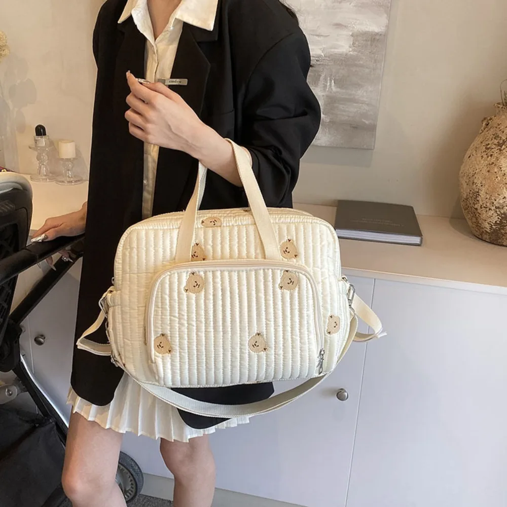 

Simple Korean Style Mummy Bag Flower Multi-pocket Baby Diaper Organizer Bear Baby Care Storage Women Handbag Travel