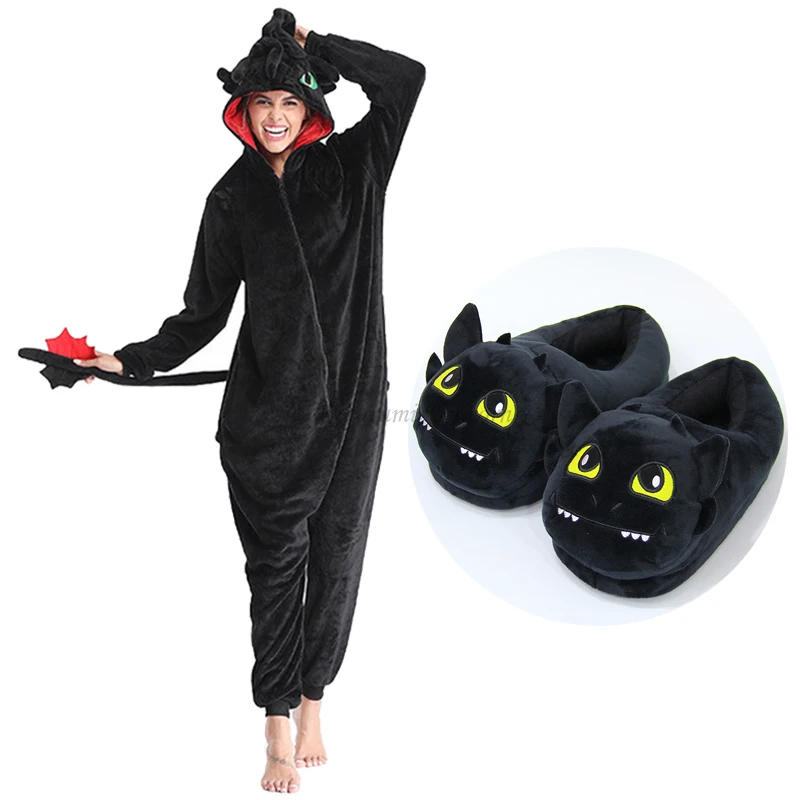 New Toothless Dragon Animal Unisex Adult Kigurumi Unicorn Onesie Pajamas Cartoon Halloween Family Party Costumes Jumpsuits