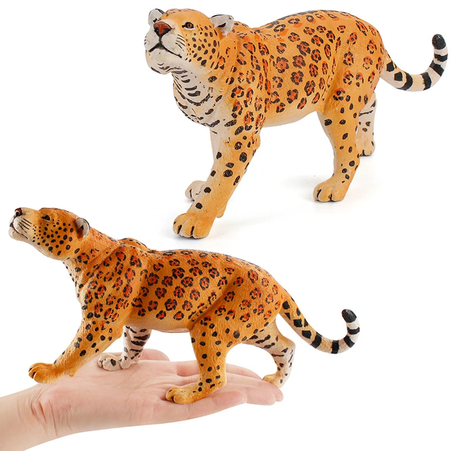 Realistic Wild Life Panther Cheetah Snow Leopard Jaguar Cub Model Figure Jungle Animal Figurine Educational Toy Cake Toppers