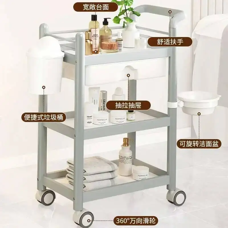 Lash Spa Tattoo Salon Trolley Hair Barber Cosmetic Rolling Salon Trolley Nails Ake Up Wozek Narzedziowy Beauty Furniture WKST