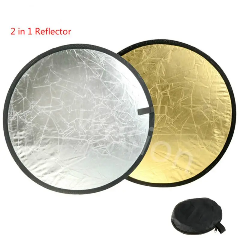 Camllite 60cm Reflector 2 In 1 Collapsible Silvery Golden Studio Camera Flash Photo Disc Diffuers Reflector Photography