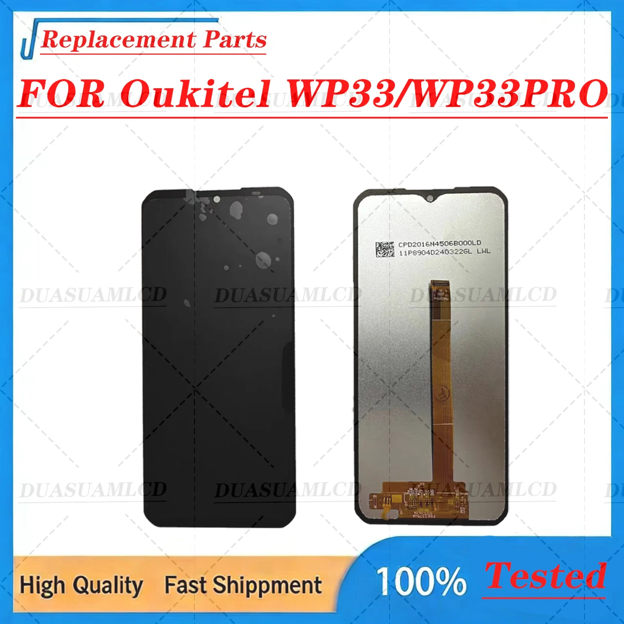 For Oukitel WP33 / WP33 Pro 6.6 Inch IPS LCD Display with Touch Digitizer – No Frame, Replacement Screen Compatible RepairParts