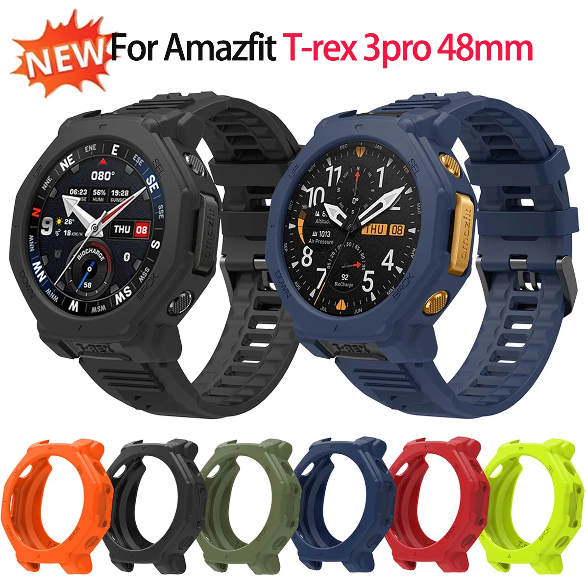 Silikon Fall Für Huami Amazfit T-rex 3Pro 48mm Schutzhülle Anti-drop Abdeckung Stoßstange für T-rex 3pro Smartwatch Soft Cover Shell