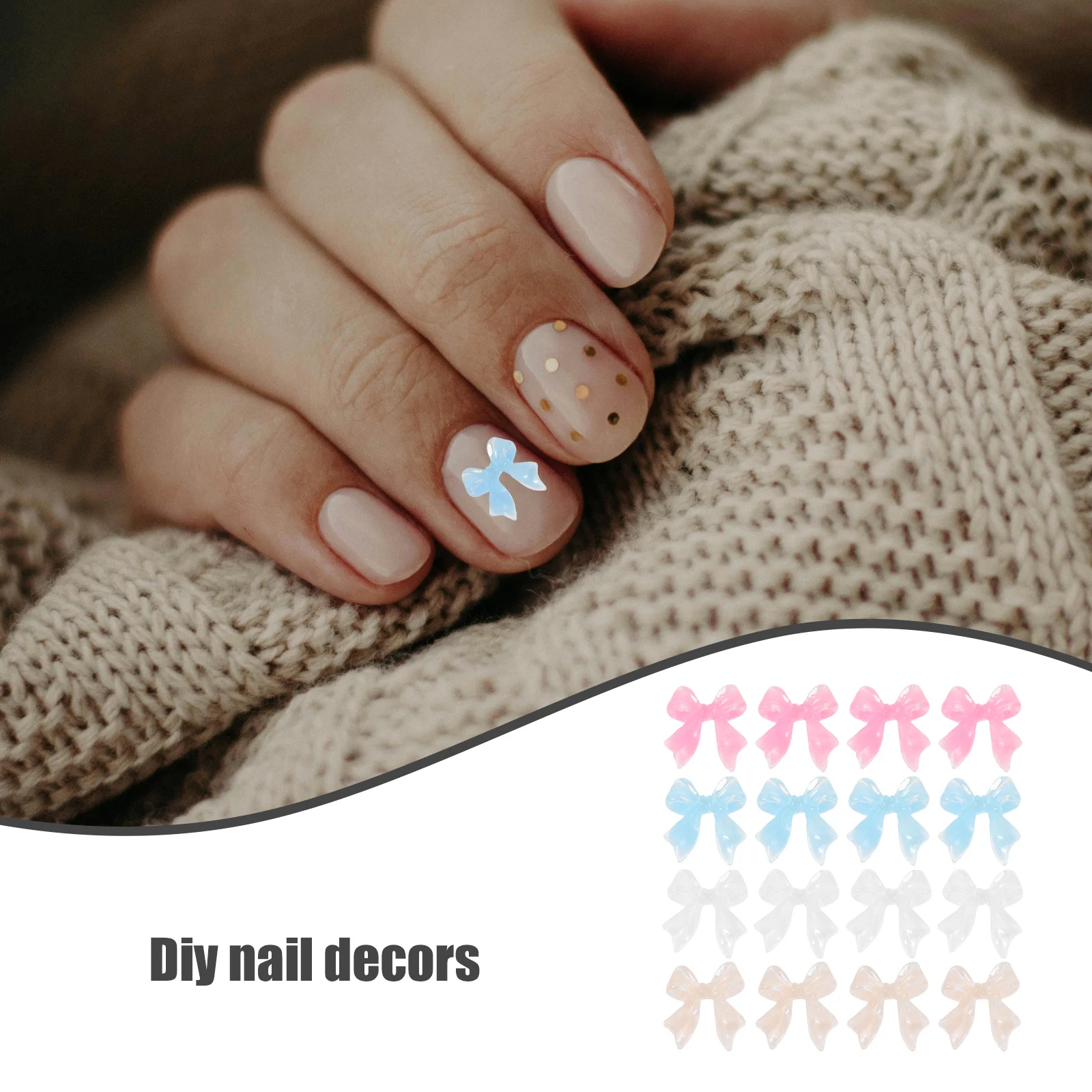 

200 шт. декоры для ногтей в форме банта, нежные драгоценные камни для маникюра, простые в использовании для натуральных накладных ногтей, стильный дизайн, подвески для ногтей