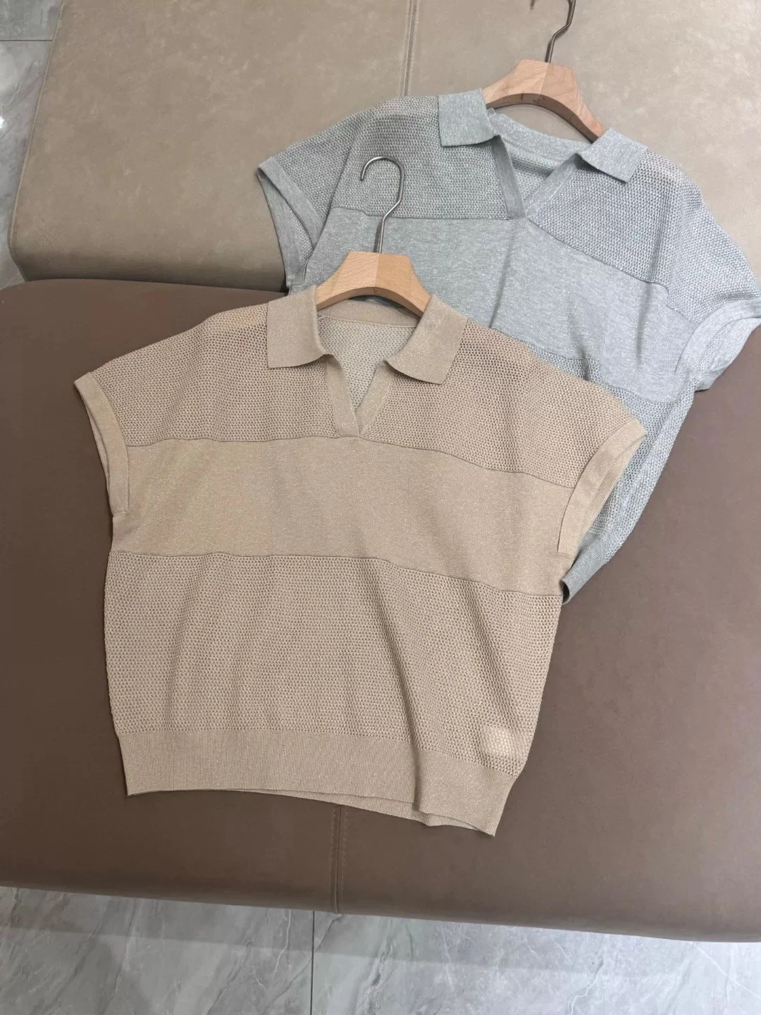 

25 Spring and Summer New Lapel Silk Linen Short-sleeved T-shirt Fashion All-match