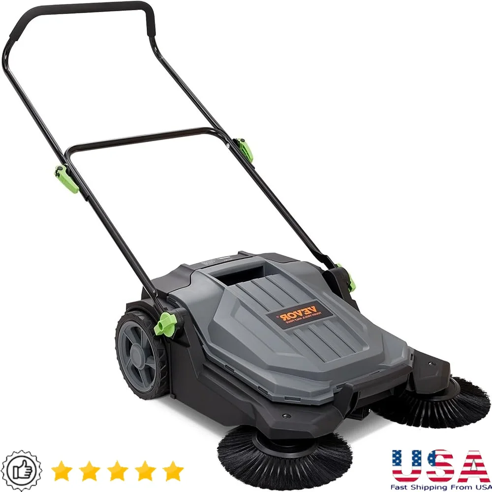 المشي خلف اليد دفع مكنسة الأرضية غير الكهربائية سعة كبيرة 5 جالون حاوية النفايات سهلة المناورة دليل خفيف الوزن #1