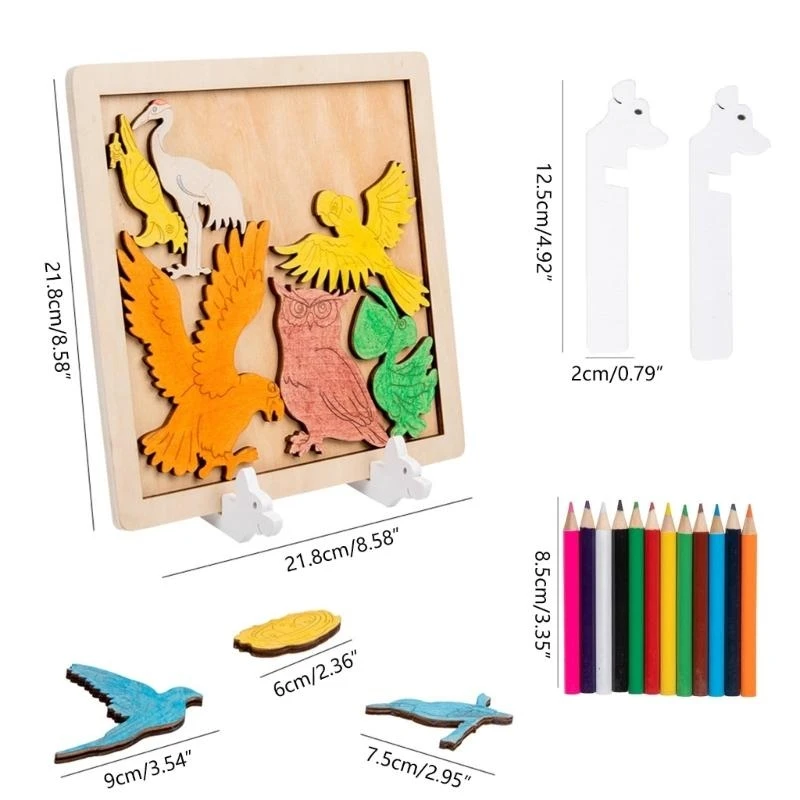 유치원 교육 동물 퍼즐 다양한 동물 모양 장난감 학습 Playset 장난감 세트 교육 그림 장난감 15UB