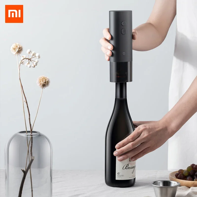 XIAOMI Mijia Electric Wine Opener Portable Automatic Red Wine Bottle Corkscrew Foil Cutter  for Kitchen Dry Battery Power