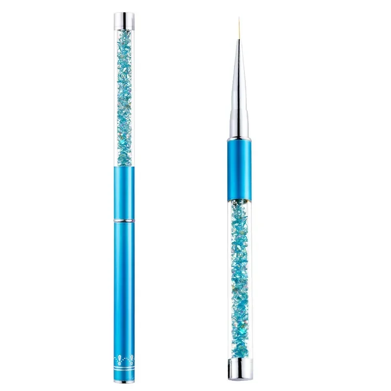 1Pc ラインストーンハンドルネイルアートアクリル UV ジェル延長ブラシグリッド花 DIY デザイン描画ライナーペンマニキュアツール