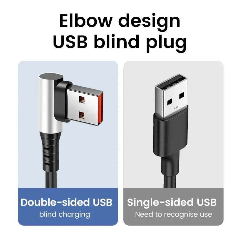 6A USB Type C Data Cable 90° Elbow Car USB Spring PD Fast Charging Cable for iPhone 15 Sumsung Xiaomi POCO Huawei Honor LG