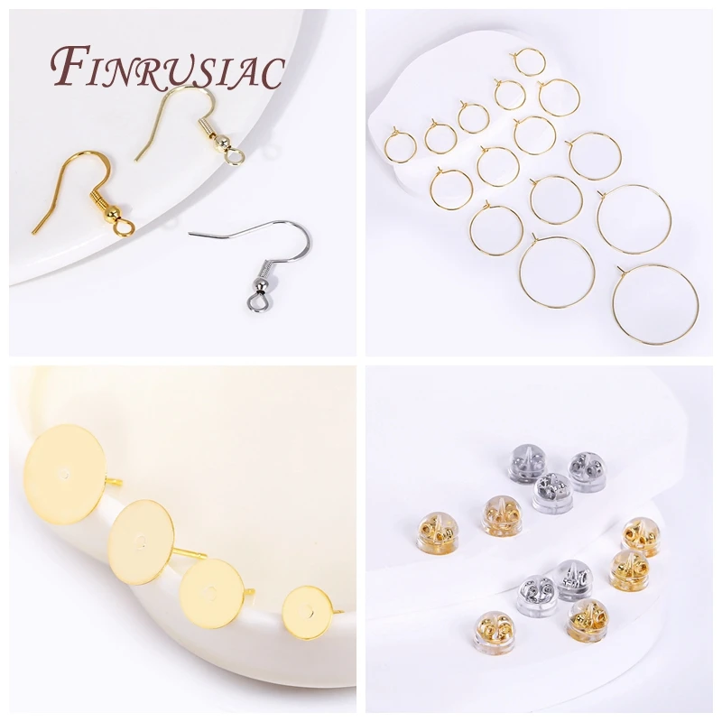 Earring Hoops Ear wire/Earring Stopper Nuts/DIY Earring Making Supplies 18K Gold Plated Earring Settings Jewelry Findings