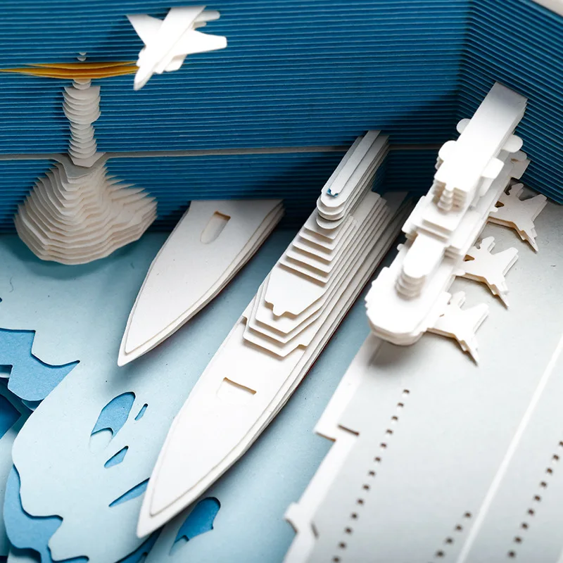 Liaoning Aircraft Carrier 3D Stereo Paper Carving Model Sticky Note Cultural Creative Gift Tear Off DIY Handmade Craft