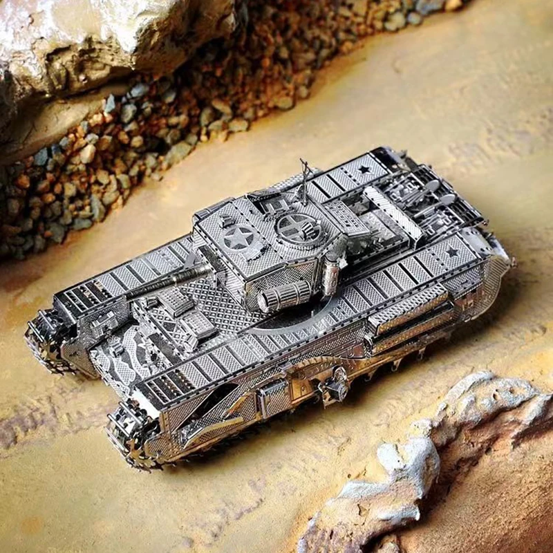 New Churchill Tank Model 3D Metal Puzzle Kits Military Tank Assembly Model Laser Cutting Puzzle Jigsaw Toys For Kids Adult