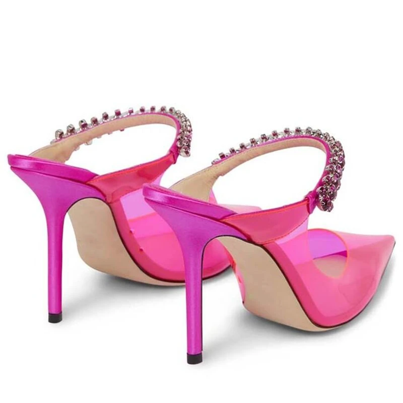2026European and American women's new high heels pointed transparent rhinestone sexy sandals - Image 2