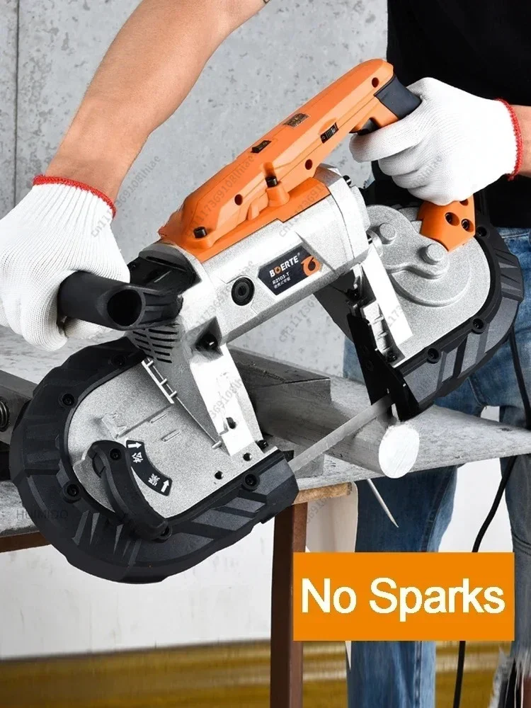 Portable Band Saw with Base Deep Cut Variable Speed Handheld Automatic Disc Cutter for Metal Wood R2103 1100W