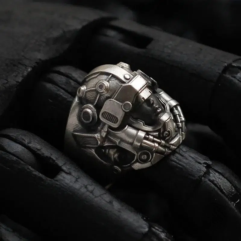 Gothic Punk Mechanical Girl Rings Opening Adjustable Robot Rings for Men Women Cool Rings Party Jewelry Fashion Accessories